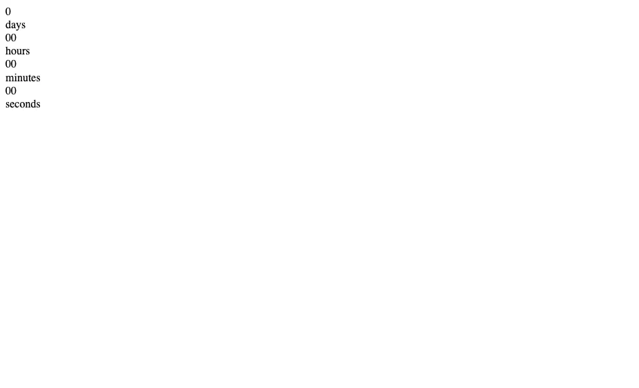 Countdown site with no styling